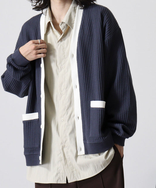 【JEMORGAN】ビッグワッフルVネックカーディガン #JE326-52K