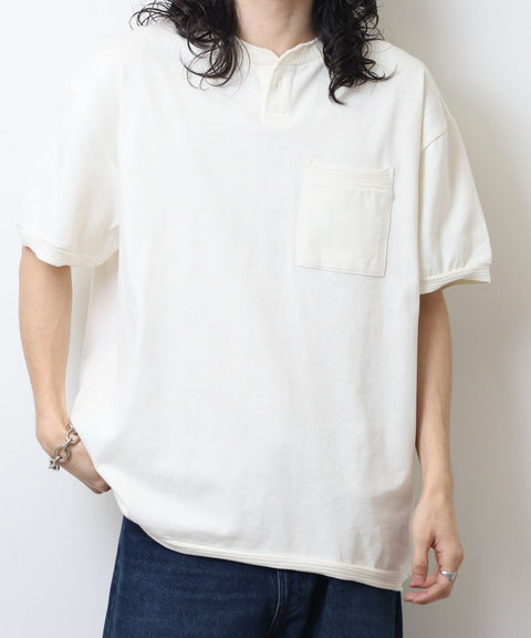 【2025夏 新作】天竺 ヘンリーネック カットオフリブ S/S T #JF175