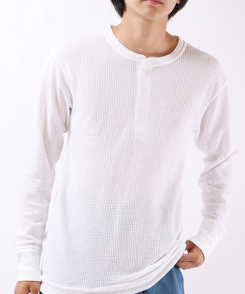【定番】ワッフルヘンリー長袖T(パック入り) #JC189