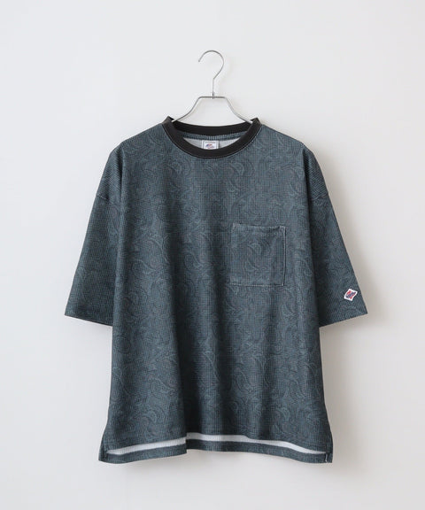 【2025夏 新作】ワッフル 総柄 クルーネック S/S T #JF035