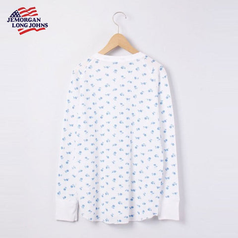 【人気定番】ワッフルラグラン青花柄長袖T(パック入り) #JC091