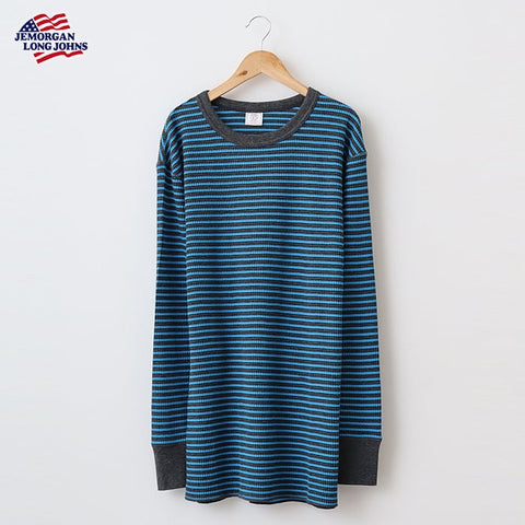 【定番】ワッフルボーダークルー長袖T(パック入り) #JC055