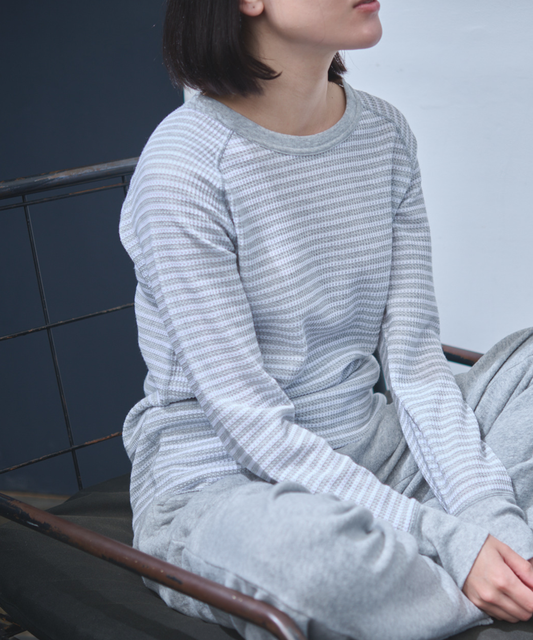 ワッフルラグランボーダー長袖T(パック入) #JB068-59H