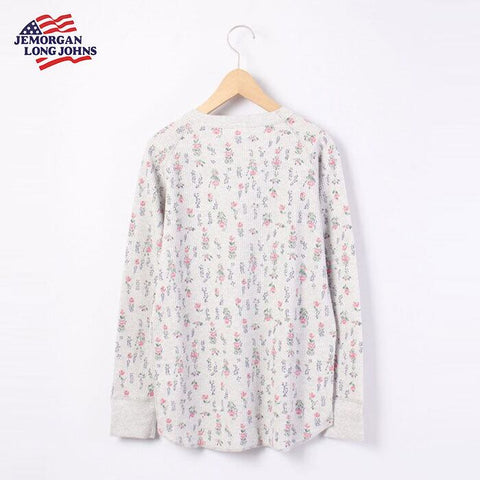 【人気定番】ワッフルラグラン花柄長袖T(パック入り) #JC090