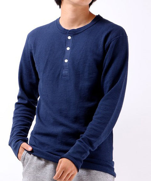 【定番】ワッフルヘンリー長袖T(パック入り) #JC189