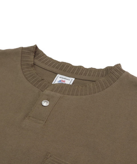 【2025夏 新作】天竺 ヘンリーネック カットオフリブ S/S T #JF175