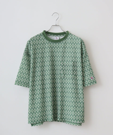 【2025夏 新作】ワッフル 総柄 クルーネック S/S T #JF035