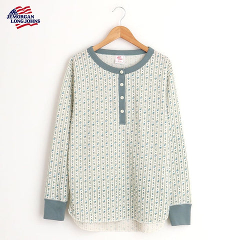 【JEMORGAN】花柄クレリックヘンリー L/S Tee #JE130