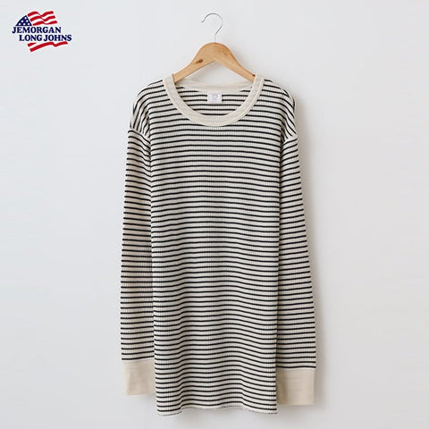 【定番】ワッフルボーダークルー長袖Ｔ（パック入り） #JC055