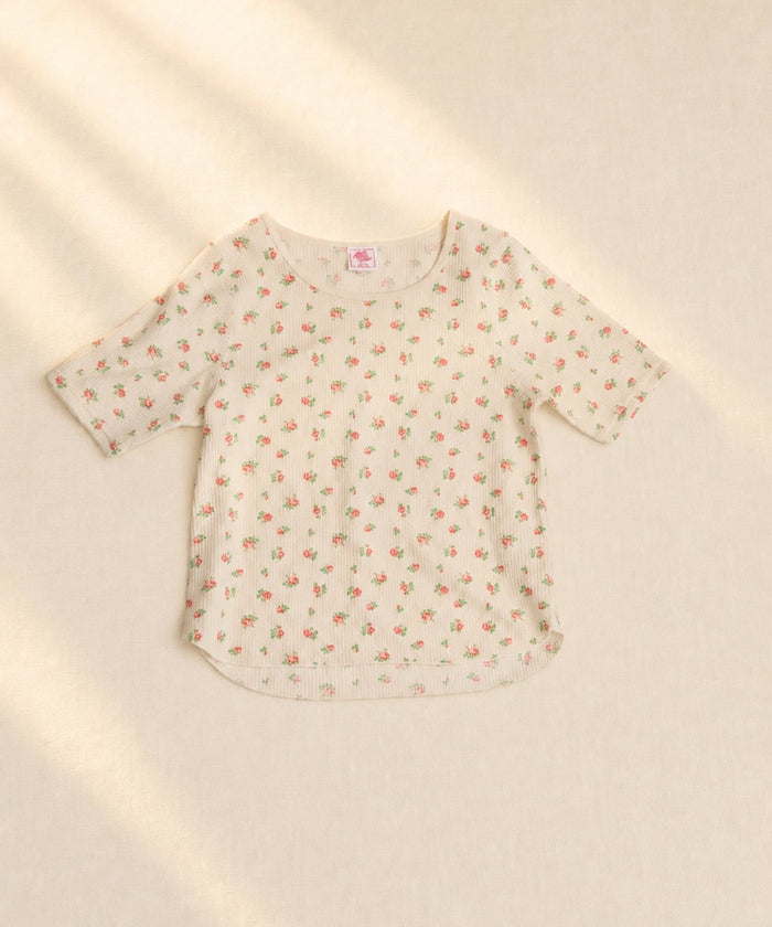 【2026SS New】花柄ワッフルハーフスリーブクルー（パック入り） #JG045-29S