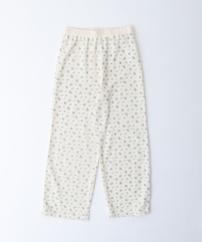 【人気ヘンリーネック】ワッフル花柄半袖ヘンリー＆パンツ上下セット（ポーチ付き） #JF519-29S