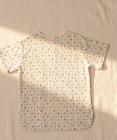 【夏物No.1】ワッフル花柄半袖＆ショーツ上下セット（ポーチ付き） #JD563-29S