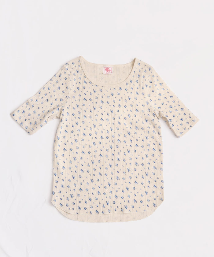 【2026SS New】アイレットリブ花柄ハーフスリーブクルー（パック入り） #JG049-29S