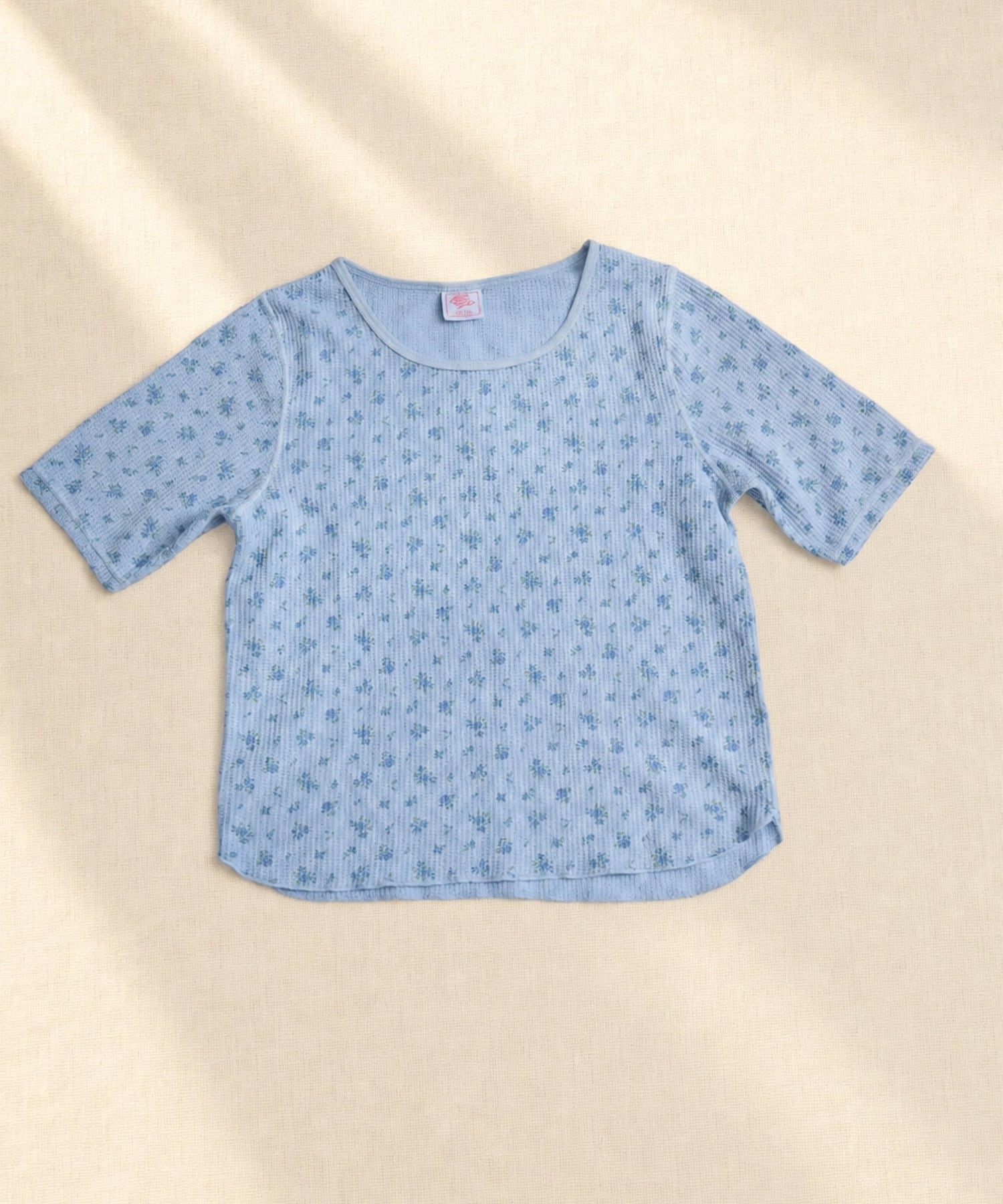 【2026SS New】ピグメント染め花柄ワッフルハーフスリーブクルー（パック入り） #JG047-29S
