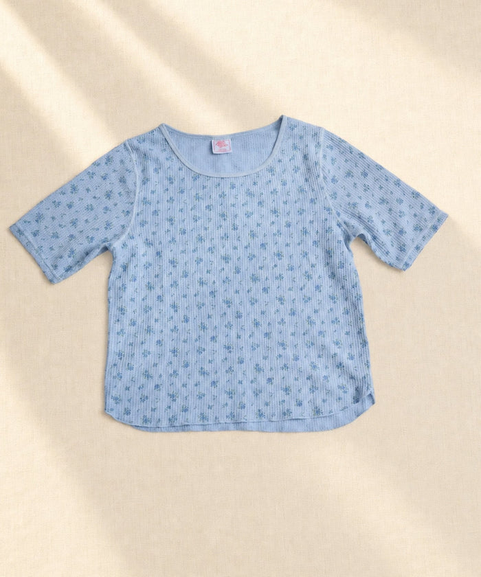 【2026SS New】ピグメント染め花柄ワッフルハーフスリーブクルー（パック入り） #JG047-29S