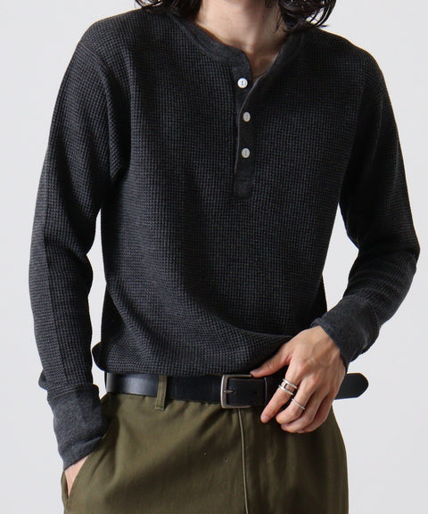 【定番】ワッフルヘンリー長袖Ｔ（パック入り） #JC189