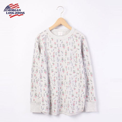 【人気定番】ワッフルラグラン花柄長袖Ｔ（パック入り）  #JC090