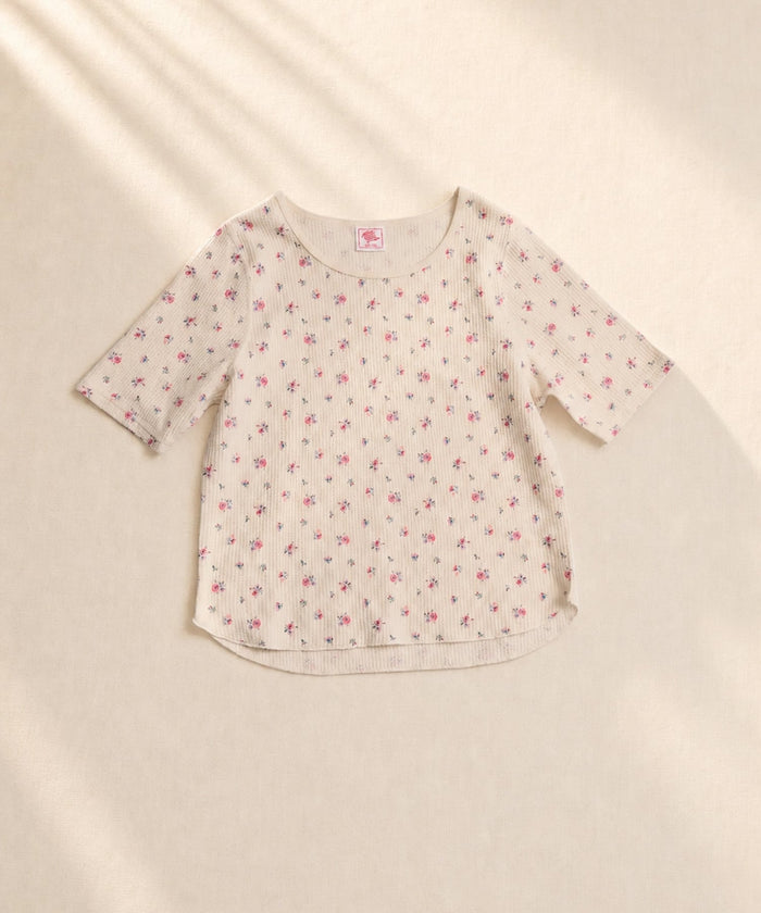 【2026SS New】花柄ワッフルハーフスリーブクルー（パック入り） #JG045-29S