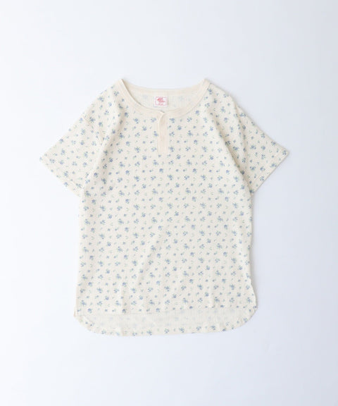 【人気ヘンリーネック】ワッフル花柄半袖ヘンリー＆パンツ上下セット（ポーチ付き） #JF519-29S