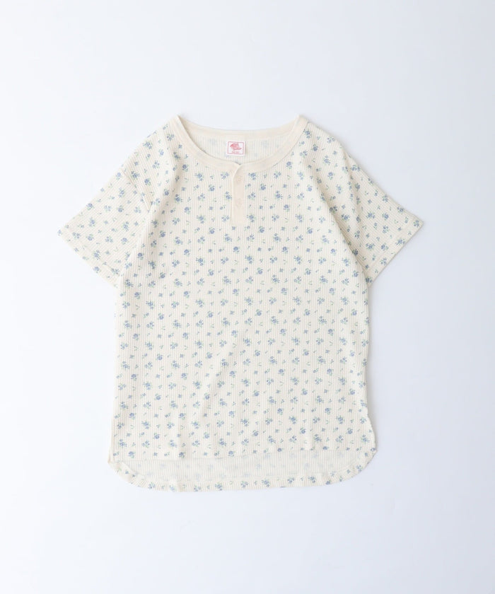 【人気ヘンリーネック】ワッフル花柄半袖ヘンリー＆パンツ上下セット（ポーチ付き） #JF519-29S