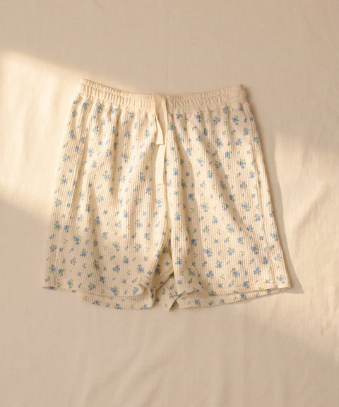 【夏物No.1】ワッフル花柄半袖＆ショーツ上下セット（ポーチ付き） #JD563-29S