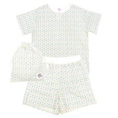 花柄半袖＆ショーツ上下セット（ポーチ付き）【Freeサイズ】 #JD563