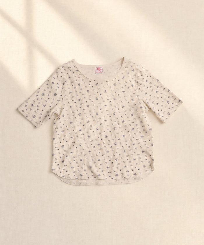 【2026SS New】花柄ワッフルハーフスリーブクルー（パック入り） #JG045-29S