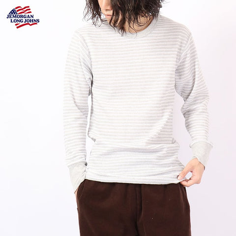 【定番】ワッフルボーダークルー長袖Ｔ（パック入り） #JC055