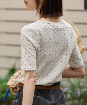 【2026SS New】アイレットリブ花柄ハーフスリーブクルー（パック入り） #JG049-29S