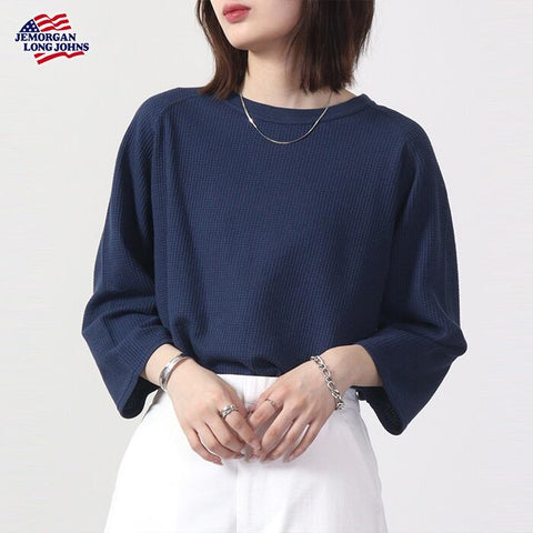 ワッフル7分袖クルー #JD009