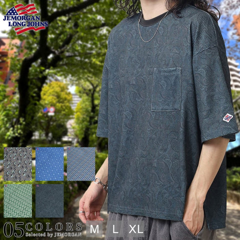 【2025夏 新作】ワッフル 総柄 クルーネック S/S T #JF035
