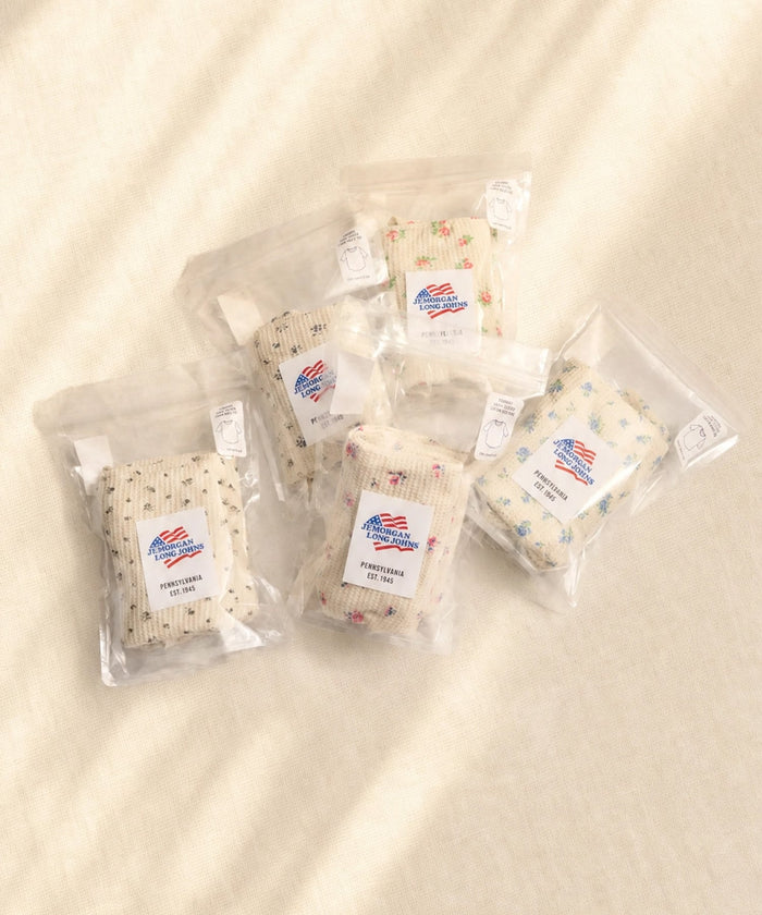 【2026SS New】花柄ワッフルハーフスリーブクルー（パック入り） #JG045-29S