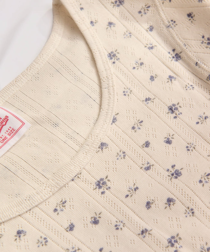 【2026SS New】アイレットリブ花柄ハーフスリーブクルー（パック入り） #JG049-29S