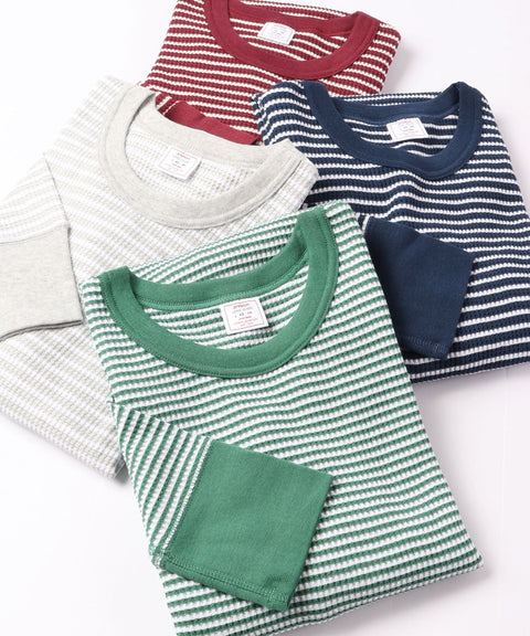 【定番】ワッフルボーダークルー長袖Ｔ（パック入り） #JC055