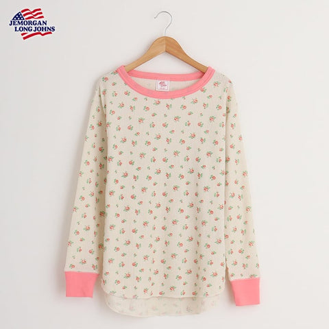【JEMORGAN】花柄クレリッククルー L/S Tee #JE031