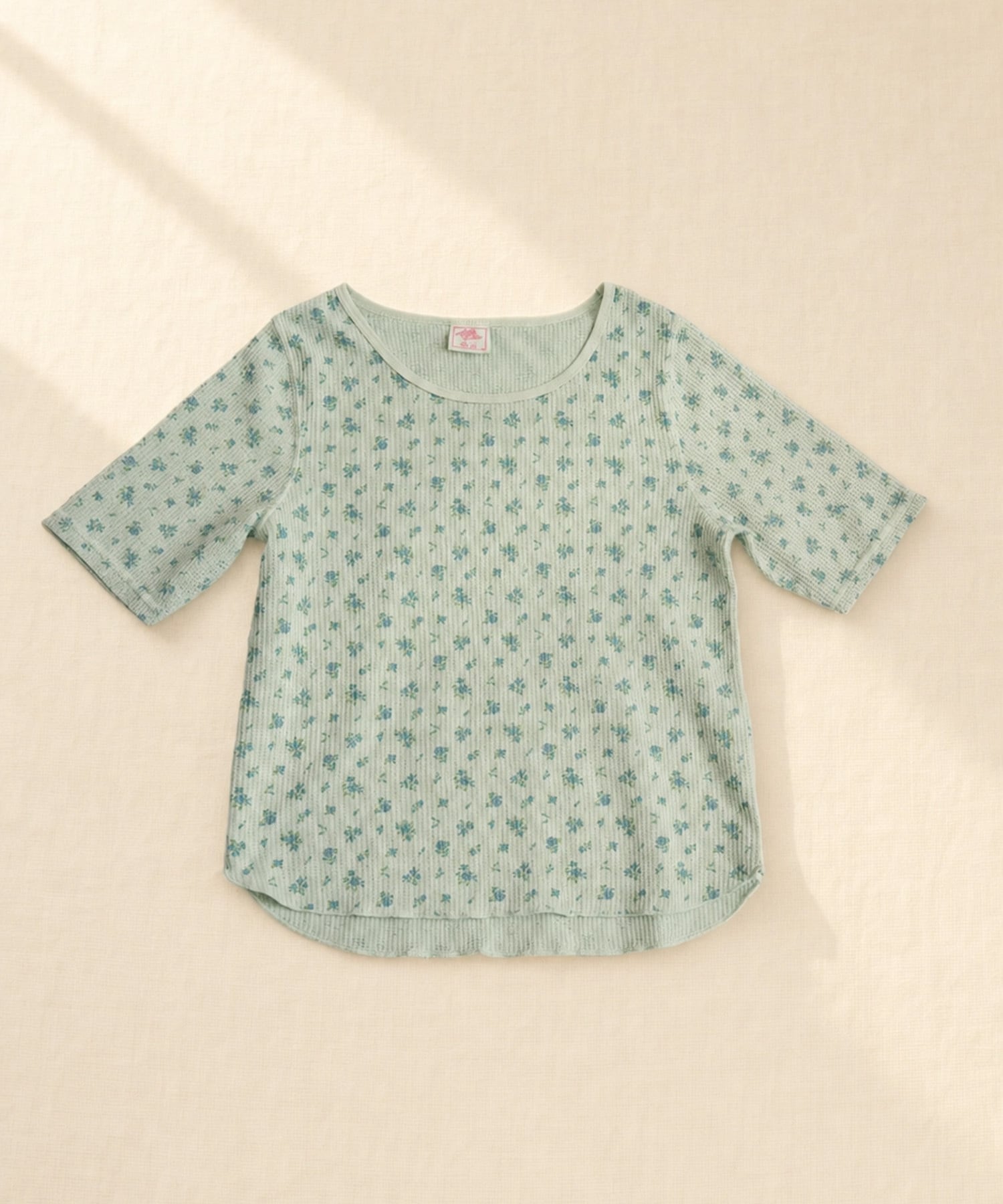 【2026SS New】ピグメント染め花柄ワッフルハーフスリーブクルー（パック入り） #JG047-29S
