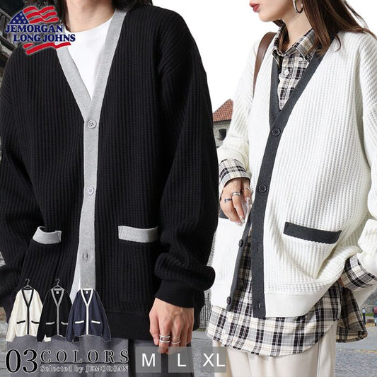 【JEMORGAN】ビッグワッフルVネックカーディガン #JE326-52K