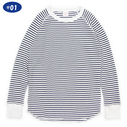 【新色追加】ワッフルラグランボーダー長袖Ｔ（パック入） #JB068-59H