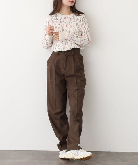 【人気定番】ワッフルラグラン花柄長袖T(パック入り) #JC090-59S
