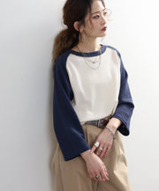 ワッフル7分袖クレリッククルー #JG011-12S