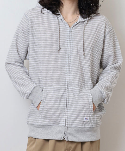 【2025SS 新作】ワッフル ボーダーZIPパーカ #JF604