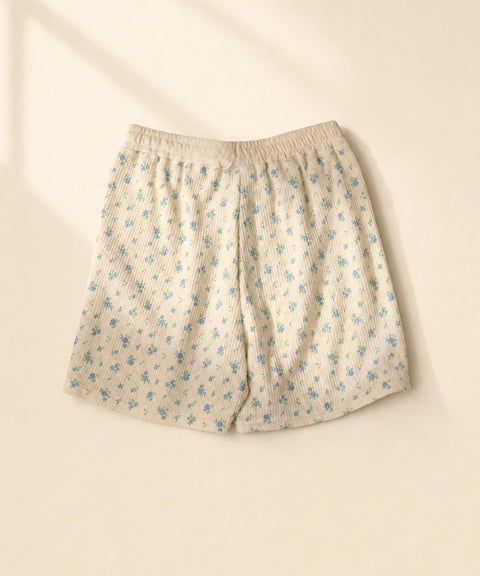 【夏物No.1】ワッフル花柄半袖＆ショーツ上下セット（ポーチ付き） #JD563-29S