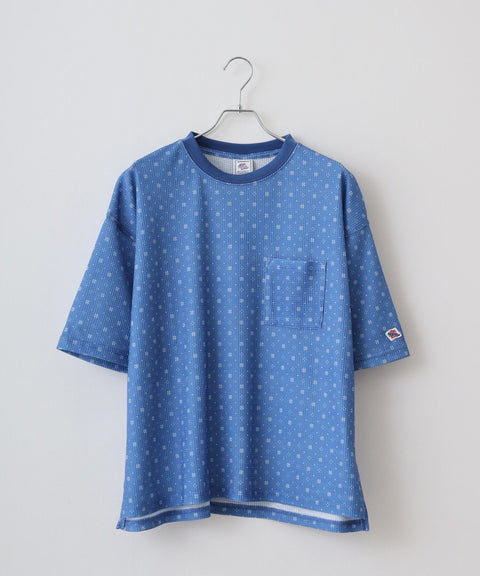 【2025夏 新作】ワッフル 総柄 クルーネック S/S T #JF035