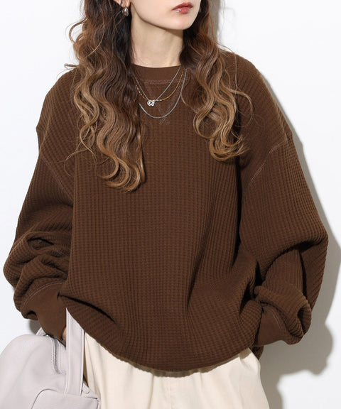 ビッグワッフルBIG SIZEクルーネック #JD042-52S