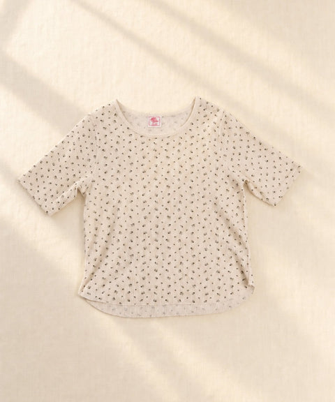 【2026SS New】花柄ワッフルハーフスリーブクルー（パック入り） #JG045-29S