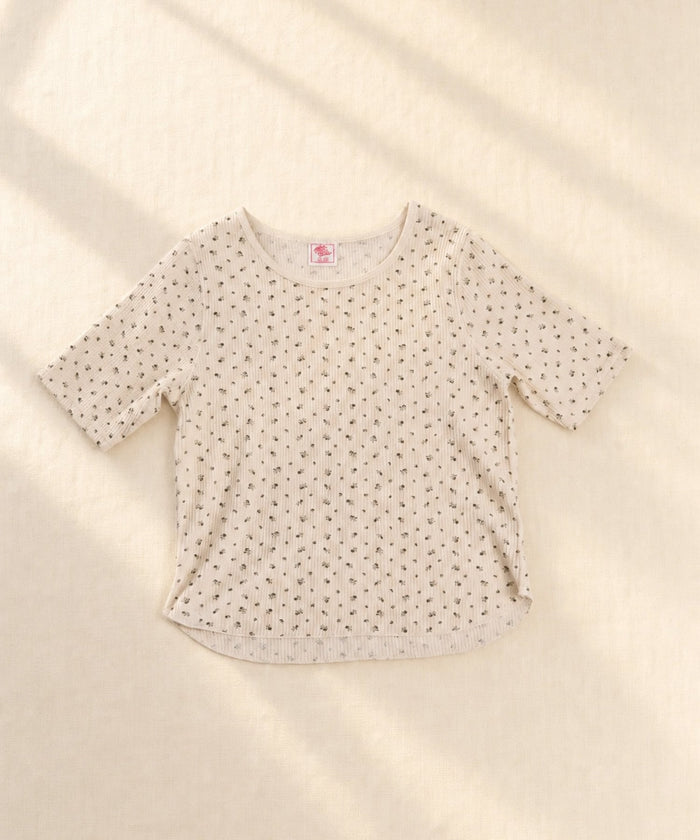 【2026SS New】花柄ワッフルハーフスリーブクルー（パック入り） #JG045-29S