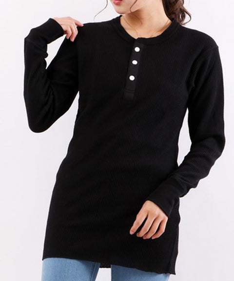 【定番】ワッフルヘンリー長袖Ｔ（パック入り） #JC189