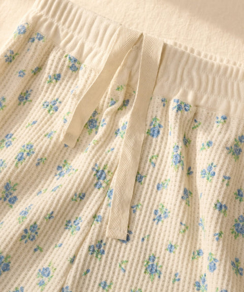 【夏物No.1】ワッフル花柄半袖＆ショーツ上下セット（ポーチ付き） #JD563-29S