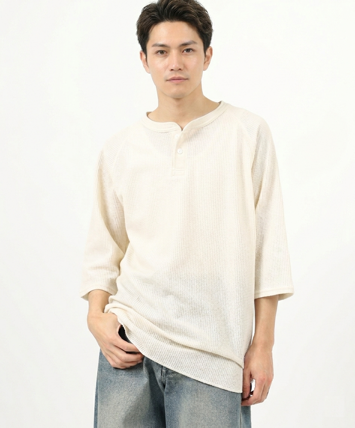 ワッフル7分袖ヘンリー #JG110-12S