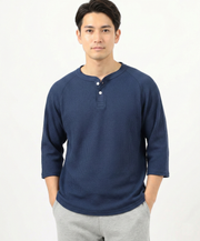 ワッフル7分袖ヘンリー #JG110-12S
